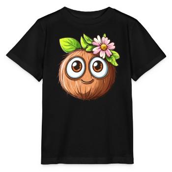 Kokosnuss mit großen Augen - Stanley/Stella Kinder T-Shirt MINI CREATOR  - Schwarz - Vorne - Mikhail (115cm)