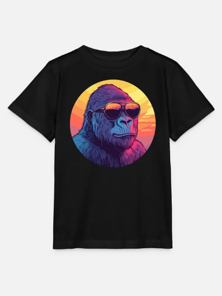 Gorilla im Sonnenuntergang - Stanley/Stella Kinder T-Shirt MINI CREATOR - Schwarz