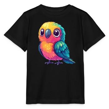 Perroquet coloré câlin - T-shirt bio MINI CREATOR Stanley/Stella Enfant - noir - Devant - Mikhail (115cm)
