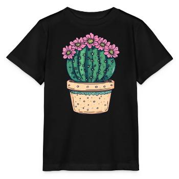 Flowering pot cactus - Stanley/Stella MINI CREATOR Kids’ T-Shirt - black - Front - Mikhail (115cm)