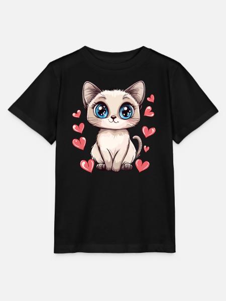 Katze mit Herzchenblick - Stanley/Stella Kinder T-Shirt MINI CREATOR - Schwarz
