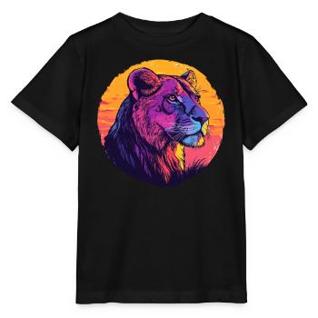 Löwin im Farbenspiel - Stanley/Stella Kinder T-Shirt MINI CREATOR  - Schwarz - Vorne - Mikhail (115cm)