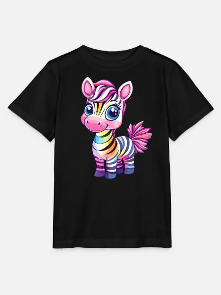 Regenbogen Zebra Kindermotiv - Stanley/Stella Kinder T-Shirt MINI CREATOR - Schwarz