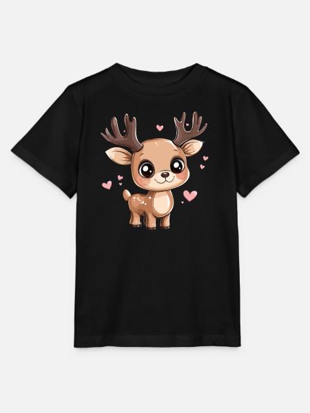 Rehkitz mit Herzchen - Stanley/Stella Kinder T-Shirt MINI CREATOR - Schwarz