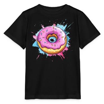 Beignet avec glaçage rose - T-shirt bio MINI CREATOR Stanley/Stella Enfant - noir - Devant - Mikhail (115cm)