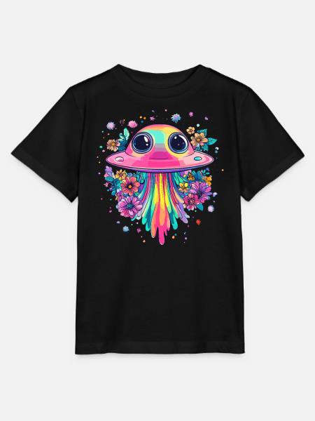 UFO mit Blumenregen - Stanley/Stella Kinder T-Shirt MINI CREATOR - Schwarz