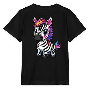 Colorful Striped Zebra - Stanley/Stella MINI CREATOR Kids’ T-Shirt - black - Front - Mikhail (115cm)