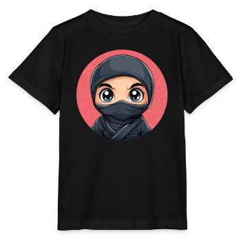 Ninja mit großen Augen - Stanley/Stella Kinder T-Shirt MINI CREATOR  - Schwarz - Vorne - Mikhail (115cm)