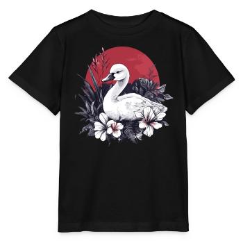Cygne avec des fleurs - T-shirt bio MINI CREATOR Stanley/Stella Enfant - noir - Devant - Mikhail (115cm)