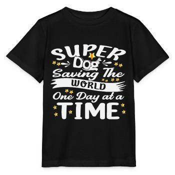 Super dog sauve le monde une fois par jour - T-shirt bio MINI CREATOR Stanley/Stella Enfant - noir - Devant - Mikhail (115cm)