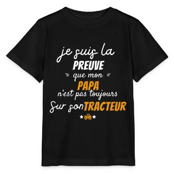 Preuve que mon papa tracteur papa agriculteur - T-shirt bio MINI CREATOR Stanley/Stella Enfant - noir - Devant - Mikhail (115cm)