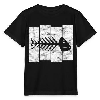 Arête de poisson pour les pêcheurs, les pêcheurs et les enfants | Poissons - T-shirt bio MINI CREATOR Stanley/Stella Enfant - noir - Devant - Mikhail (115cm)