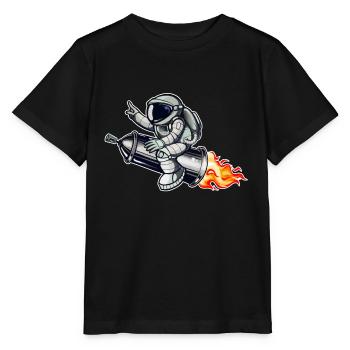 Graffiti astronaute avec fusée à bombe aérosol - T-shirt bio MINI CREATOR Stanley/Stella Enfant - noir - Devant - Mikhail (115cm)