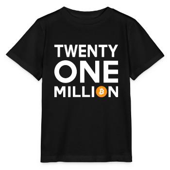 Bitcoin Twenty One Million - Stanley/Stella Kinder T-Shirt MINI CREATOR  - Schwarz - Vorne - Mikhail (115cm)