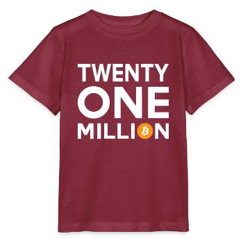 Bitcoin Twenty One Million - Stanley/Stella Kinder T-Shirt MINI CREATOR  - Burgunderrot - Vorne - Kain (125cm)