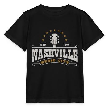 Nashville Music City Tennessee Guitare ÉTATS-UNIS Amérique - T-shirt bio MINI CREATOR Stanley/Stella Enfant - noir - Devant - Mikhail (115cm)