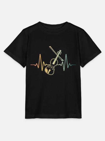 Geige Herzschlag Retro Violine Violinist - Stanley/Stella Kinder T-Shirt MINI CREATOR - Schwarz