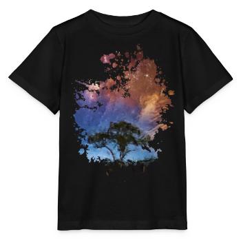 Baum bei Nacht - Stanley/Stella Kinder T-Shirt MINI CREATOR  - Schwarz - Vorne - Mikhail (115cm)