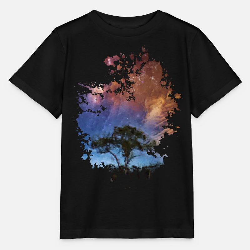 Baum bei Nacht - Stanley/Stella Kinder T-Shirt MINI CREATOR  - Schwarz