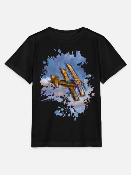 Flugzeug - Stanley/Stella Kinder T-Shirt MINI CREATOR - Schwarz