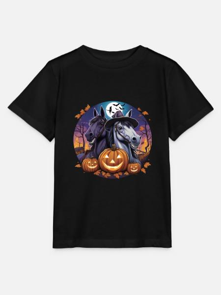 Lustige verrückte Halloween Pferde - Stanley/Stella Kinder T-Shirt MINI CREATOR - Schwarz