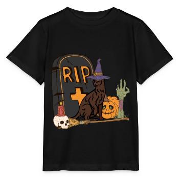 Mignon et effrayant chat d’Halloween de La Havane - T-shirt bio MINI CREATOR Stanley/Stella Enfant - noir - Devant - Mikhail (115cm)