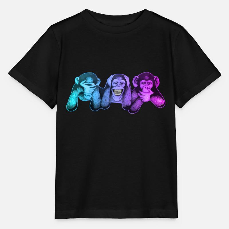Les trois singes | 3 singes sages singes sages - T-shirt bio MINI CREATOR Stanley/Stella Enfant - noir