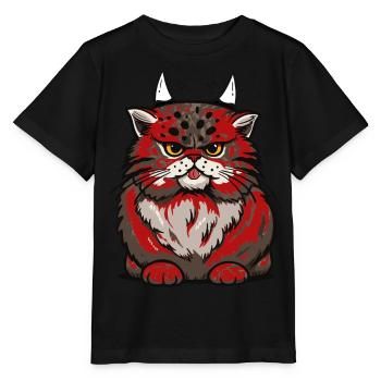 Chat satanique chats petit diable Satan Halloween - T-shirt bio MINI CREATOR Stanley/Stella Enfant - noir - Devant - Mikhail (115cm)