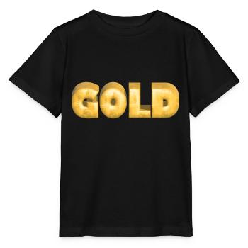 GOLD gold Gold Text Schrift Barren - Stanley/Stella Kinder T-Shirt MINI CREATOR  - Schwarz - Vorne - Mikhail (115cm)
