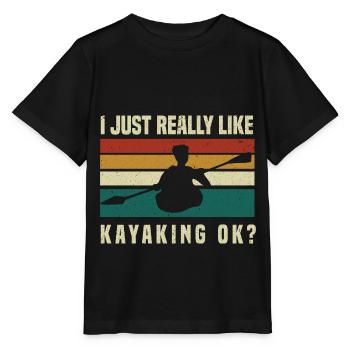 Kajak Boot Kanu Paddelboot Doppelpaddel - Stanley/Stella Kinder T-Shirt MINI CREATOR  - Schwarz - Vorne - Mikhail (115cm)