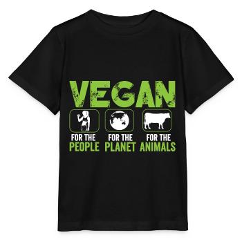 Vegan for People for Planet for Animals - Stanley/Stella MINI CREATOR Kids’ T-Shirt - black - Front - Mikhail (115cm)