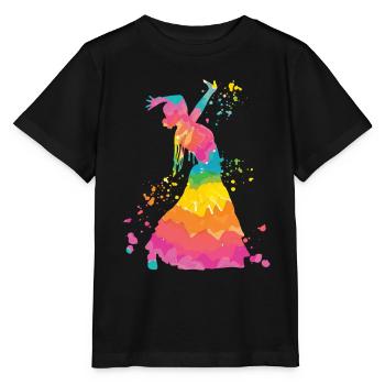 Femme flamenco avec robe flamenco - T-shirt bio MINI CREATOR Stanley/Stella Enfant - noir - Devant - Mikhail (115cm)