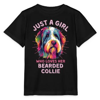 Bearded Collie Lovers Colorful Bearded Collie Kun - Stanley/Stella MINI CREATOR Kids’ T-Shirt - black - Front - Mikhail (115cm)