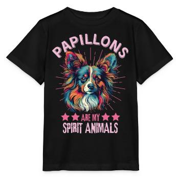 Papillon Dog Lover Colorful Miniature Spaniel - Stanley/Stella MINI CREATOR Kids’ T-Shirt - black - Front - Mikhail (115cm)