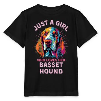 Basset Hound Lovers Colorful Basset Hound Art - Stanley/Stella MINI CREATOR Kids’ T-Shirt - black - Front - Mikhail (115cm)
