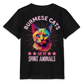 Burma Katze Liebhaber Bunte Burma Katze - Stanley/Stella Kinder T-Shirt MINI CREATOR  - Schwarz - Vorne - Mikhail (115cm)