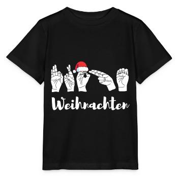 Frohe Weihnachten in Gebärdensprache - Stanley/Stella Kinder T-Shirt MINI CREATOR  - Schwarz - Vorne - Mikhail (115cm)