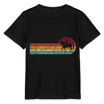 Dressur Dressurreiten Dressurreiter Reiten Pferd - Stanley/Stella Kinder T-Shirt MINI CREATOR  - Schwarz - Vorne - Mikhail (115cm)