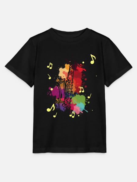 Saxofon Jazz Farbfleck Regenbogen Musiker Geschenk - Stanley/Stella Kinder T-Shirt MINI CREATOR  - Schwarz