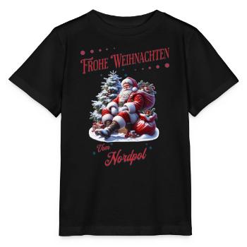 Merry Christmas But in style straight from the North Pole - Stanley/Stella MINI CREATOR Kids’ T-Shirt - black - Front - Mikhail (115cm)