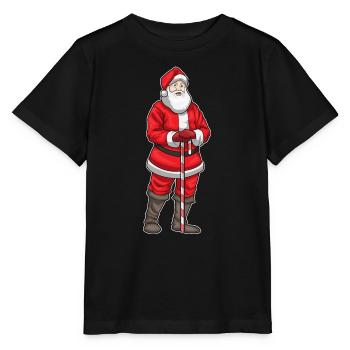 Santa Claus Christmas Walking Stick - Stanley/Stella MINI CREATOR Kids’ T-Shirt - black - Front - Mikhail (115cm)