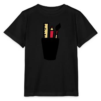 Pen - Brush - Ruler - Stanley/Stella MINI CREATOR Kids’ T-Shirt - black - Front - Mikhail (115cm)