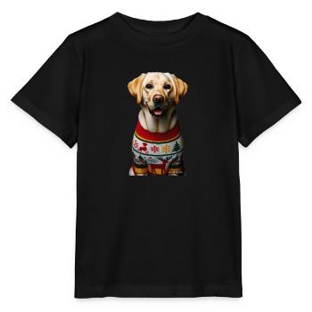Labrador gelb Weihnachten - Stanley/Stella Kinder T-Shirt MINI CREATOR  - Schwarz - Vorne - Mikhail (115cm)