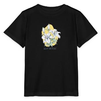 Botanische Zeichnung der orientalischen Lilie - Stanley/Stella Kinder T-Shirt MINI CREATOR  - Schwarz - Vorne - Mikhail (115cm)