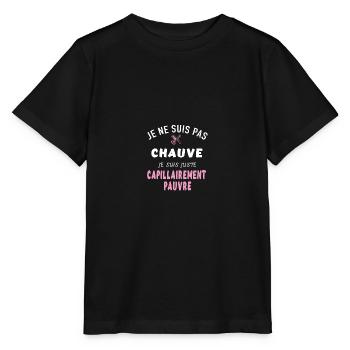 Je suis pas chauve je suis capillairement pauvre - T-shirt bio MINI CREATOR Stanley/Stella Enfant - noir - Devant - Mikhail (115cm)