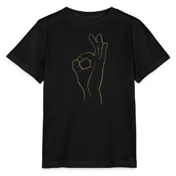 Perfekt! Super! Exzellent! - Hand im Loch - Stanley/Stella Kinder T-Shirt MINI CREATOR  - Schwarz - Vorne - Mikhail (115cm)