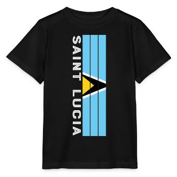 St. Lucia Landesfarbe in Streifen - Stanley/Stella Kinder T-Shirt MINI CREATOR  - Schwarz - Vorne - Mikhail (115cm)