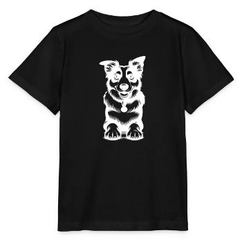 Süsser Border-Collie Hund niedliche Hunde Porträt - Stanley/Stella Kinder T-Shirt MINI CREATOR  - Schwarz - Vorne - Mikhail (115cm)