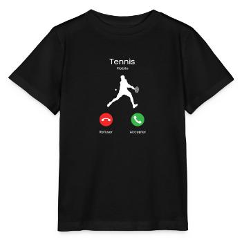 appel du tennis - T-shirt bio MINI CREATOR Stanley/Stella Enfant - noir - Devant - Mikhail (115cm)