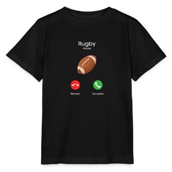 appel du rugby - T-shirt bio MINI CREATOR Stanley/Stella Enfant - noir - Devant - Mikhail (115cm)